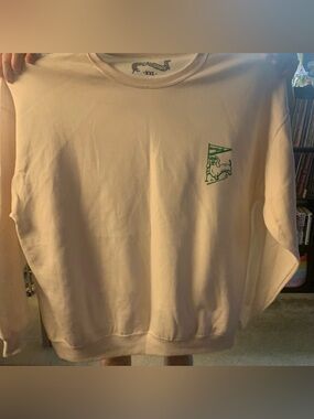 Bean Goods- Cream Sweatshirt with Small Green Crest Graphic